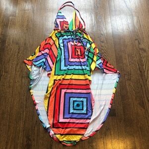 3/$10 Colorful Rainbow Open Back Halter Asymmetrical Beach Tropical Dress